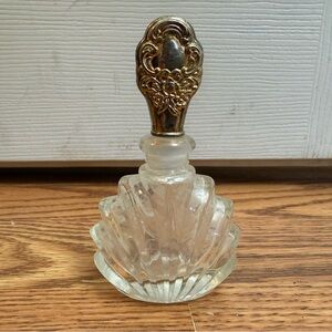 Vintage shabby chic Glass Metal Perfume Bottle